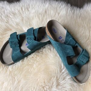 Birkenstock Arizona Suede Dark Teal  Soft Footbed Normal Width  EU43/M10